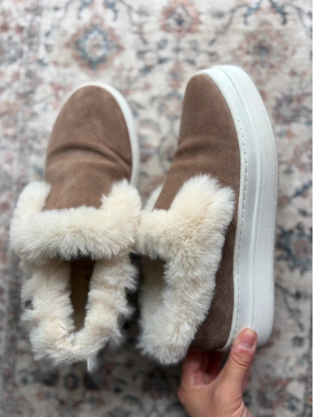 Womens size 8 Brown Suede J/Slides Faux Fur